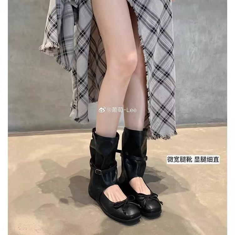 Ботильоны из овчины, увеличивающие рост на 5 см, дизайн Maillard, круглый носок, бант, крутые ботинки, балетки, рыцарские сапоги