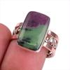 Ruby In Zoisite Lab-Created 925 Sterling Silver Jewelry Two Tone Ring S.7.5 K7N20