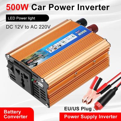Портативный автомобильный инвертор питания DC 12V в AC 220V, преобразователь напряжения, авто блок питания, многофункциональный, 500 Вт, преобразователь аккумулятора