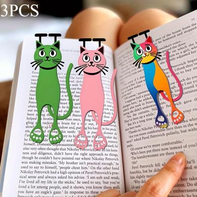 3 шт. 2D акриловая закладка-кошка, прочная цветная закладка-кошка, подходит для читателей и любителей кошек, двойного назначения для офиса и учебы