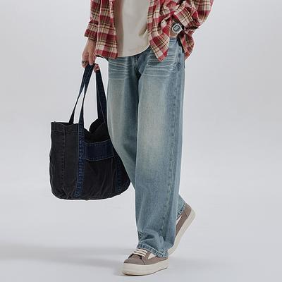 Новые Ретро Моющиеся Универсальные Свободные Уличные Прямые Джинсы для Мытья Пола