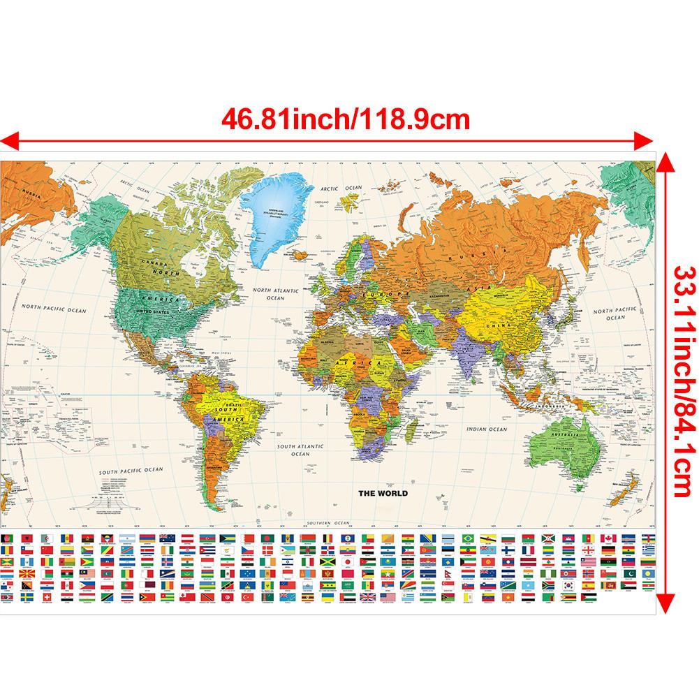 84,1*118,9 см Большая настенная карта мира Постер Ретро Винтажный стиль Политическая карта для Дома Офиса Школы Декор Карта мира Инструменты для путешествий
