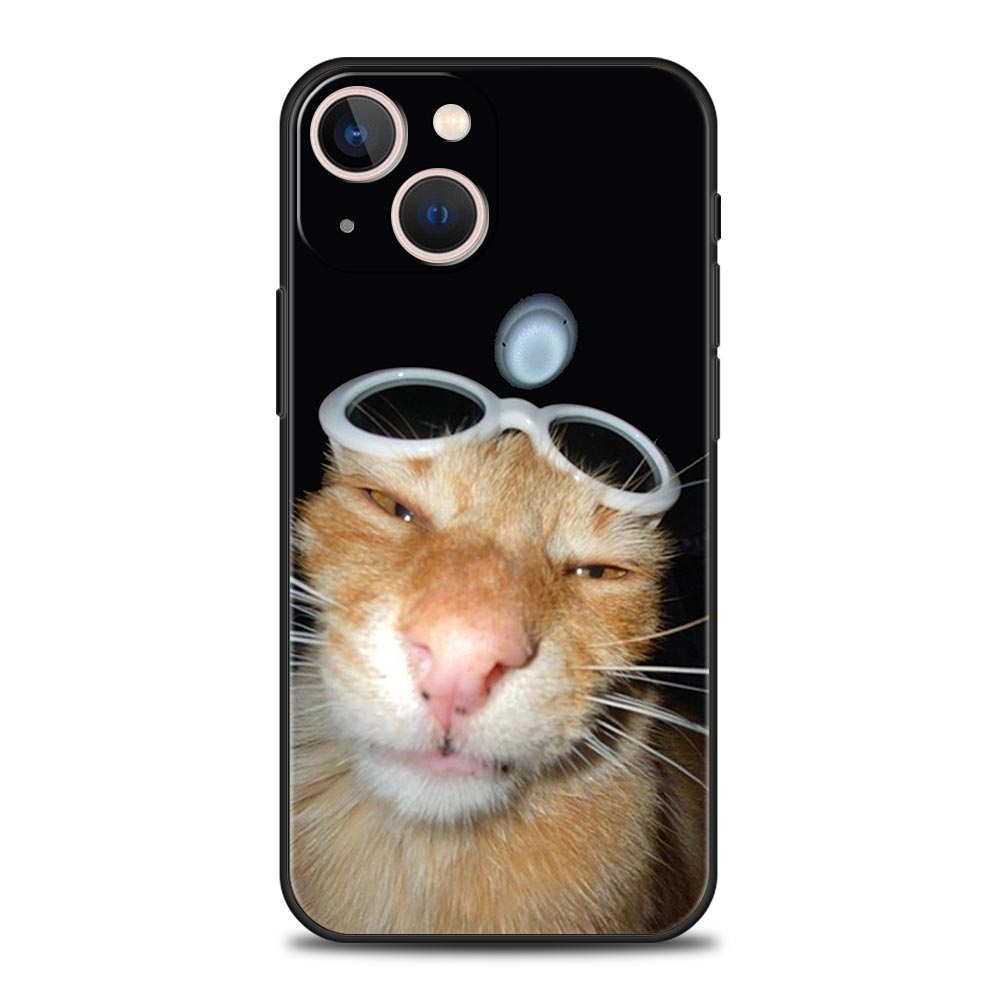 Забавный чехол для телефона с изображением животного-кошки для iPhone 17 Air 16 Plus 13 15 14 12 11 Pro MAX 7 8 SE Мягкий ТПУ Амортизирующий Чехол Funda
