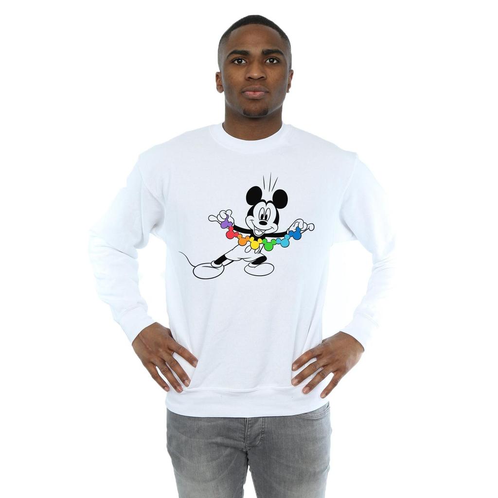 Disney Mens Mickey Mouse Rainbow Chain Sweatshirt