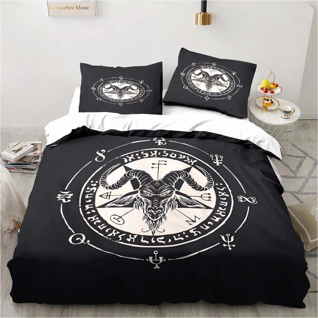 Satanic Bedding Demon Twin Bedding Hell Death Set 3 Piece Comforter Set Bed Duvet Cover Double King Cover Home Textile