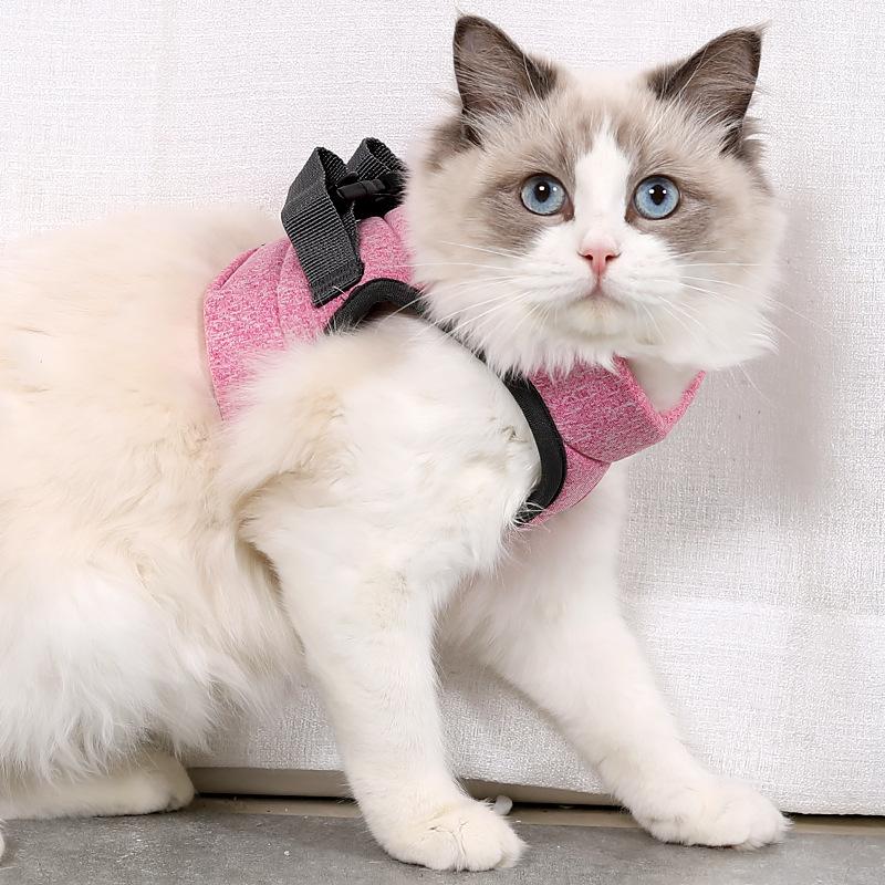 Adjustable Anti-Escape Small Pet Belt Kitten Harness Light Breathable Soft Pet Vest Wiring Harness Traction Belt Kitten Walking