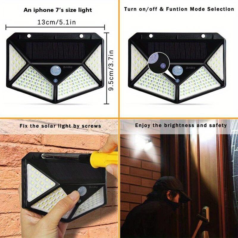 1Pcs LED Solar Light Outdoor Solar Lamp PIR Motion Sensor Waterproof Wall Light for Garden Yard Path Decoration
