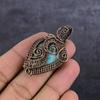 Republic Larimar Gemstone Handmade Copper Wire Wrap Jewelry Pendant 2.05" p1J34