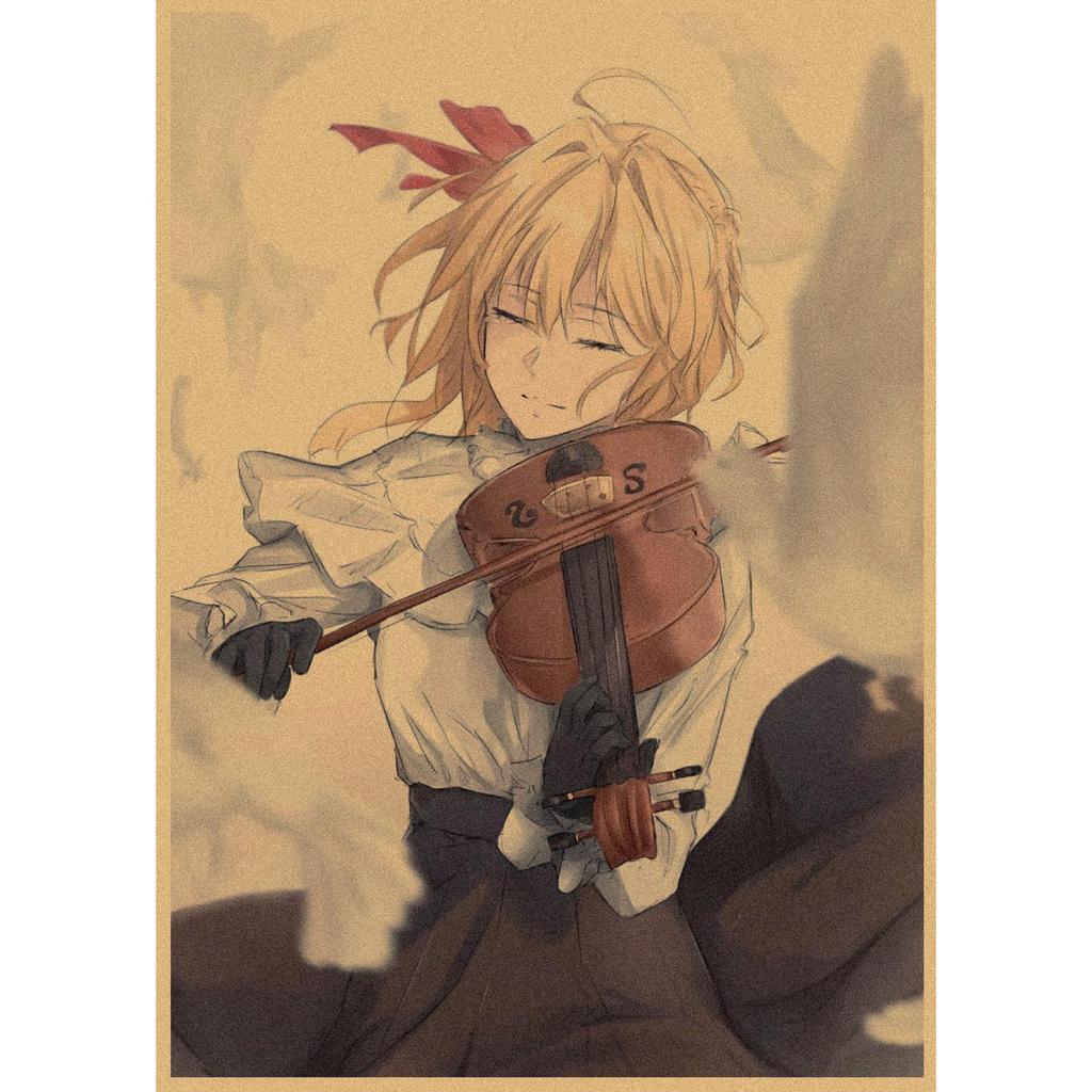 Ретро Аниме Постер Violet Evergarden - Двумерная Настенная Картина-Фреска на Крафт-бумаге