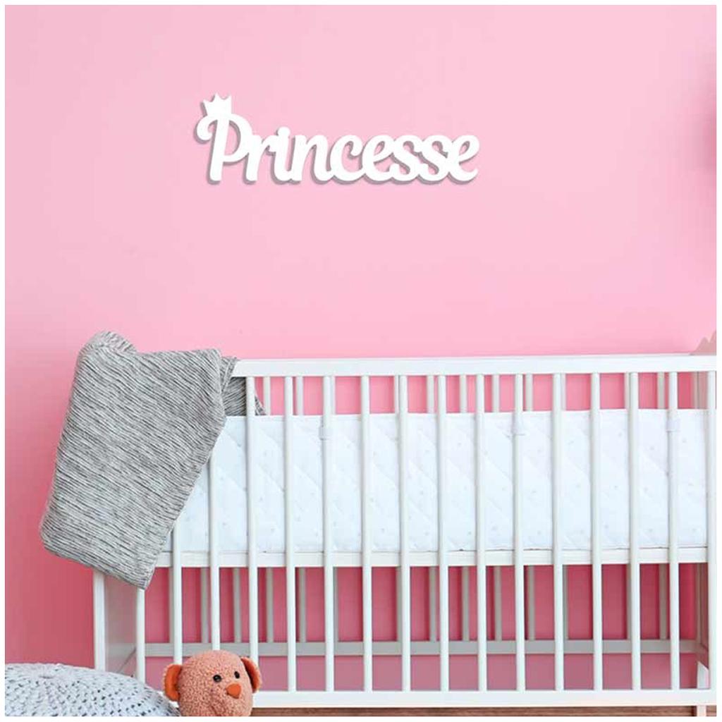 Les Trésors De Lily [Q6560] - 3D Wooden Decorative Word 'Princess' White - 45x14x1. 5cm