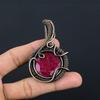 Рубиновый кулон Ювелирные изделия из драгоценных камней, Кулон ручной работы, обернутый медной проволокой 999 пробы, Ювелирные изделия новейшего дизайна