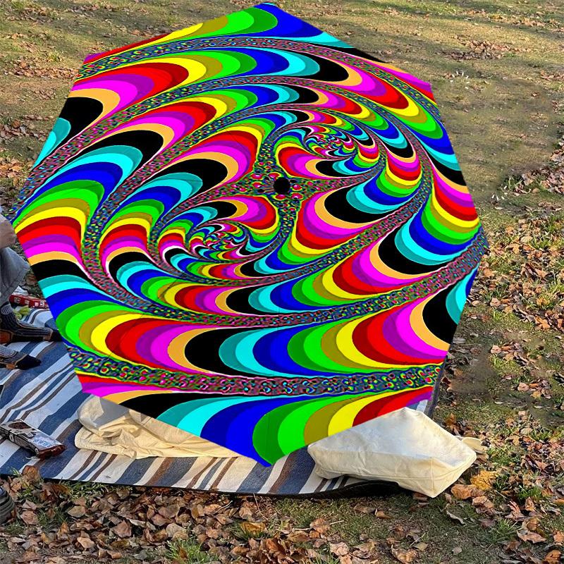 1pc Psychedelic Spiral Automatic Open/Close Umbrella with Windproof, 8-Rib Sturdy Canopy, Durable Ribs, Fashionable Design1130A