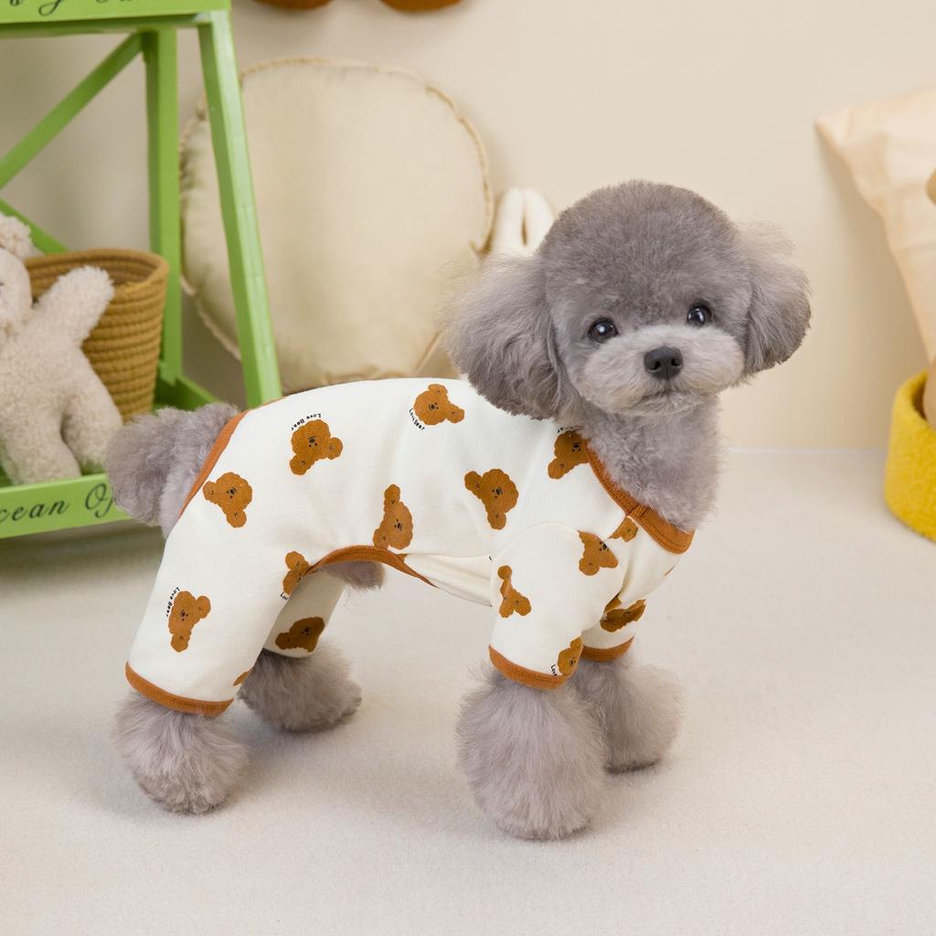 Мультяшный медведь Одежда для маленьких собак Высокая эластичность Комбинезон на четыре лапы для кошек Весна Осень Защита Французский бульдог Питомец Комбинезон