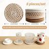 8-Piece Set Absorbent Coasters for Drinks Minimalist Cotton Woven Coasters Coffee Table Decor Boho Cute Cup Coasters