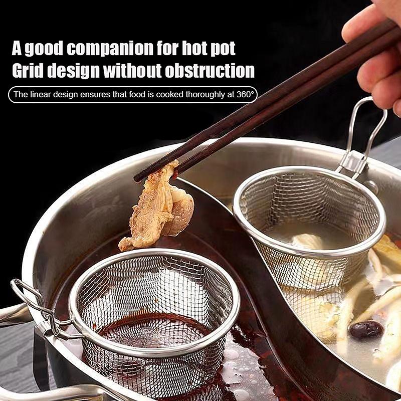 Stainless Steel Mesh Net Strainer Basket Colander Pot Boil Food Colander To Strain Rinse Fry Steam Cook Vegetables Pasta