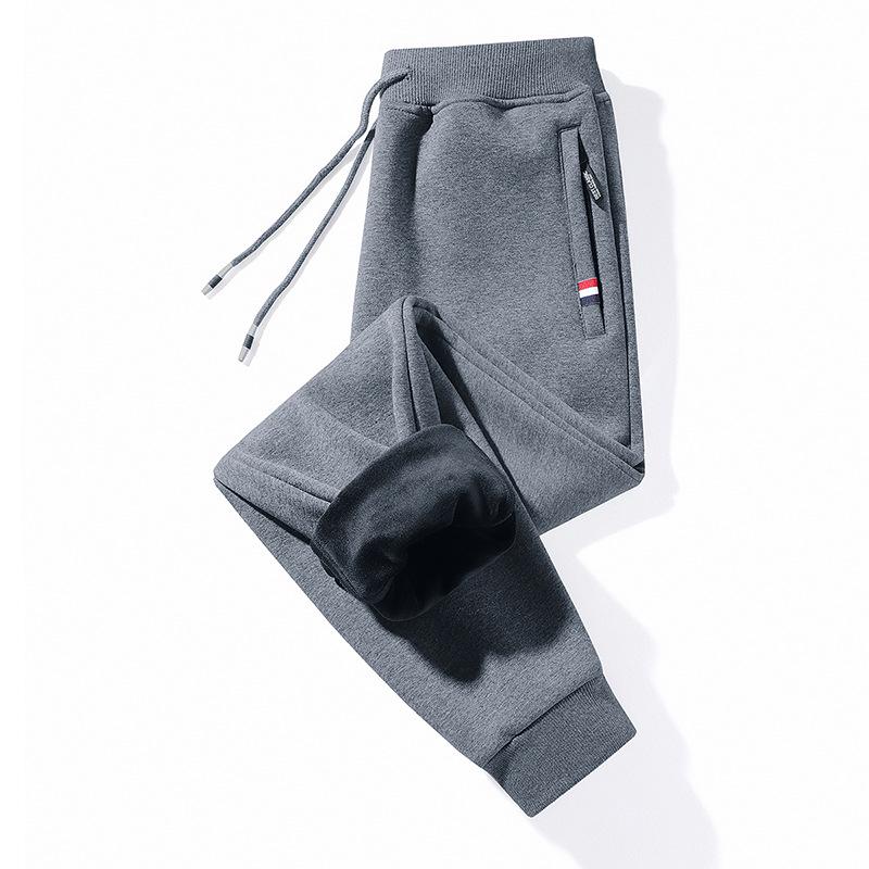 Спортивные брюки из хлопка с эластичной талией для папы среднего и пожилого возраста — свободные, бархатные, большого размера