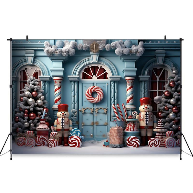 Candy Store Christmas Backgrounds Photography Xmas Tree House Baby Shower Door Backdrops Decorations shooting props Photo Studio