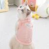 Spring and Summer Breathable Cat Vest Hollow Striped Traction Vest Into Kitten Thin Two-legged Pet Clothes