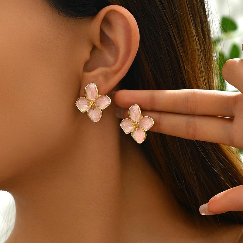 Trendy Personality Flower Stud Earrings For Women Girl French Ins Vintage 2025 Fashion Korean Wedding Romantic Jewelry Gifts