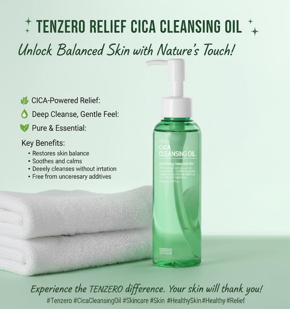 TENZERO Очищающее масло Relief Cica 150 мл
