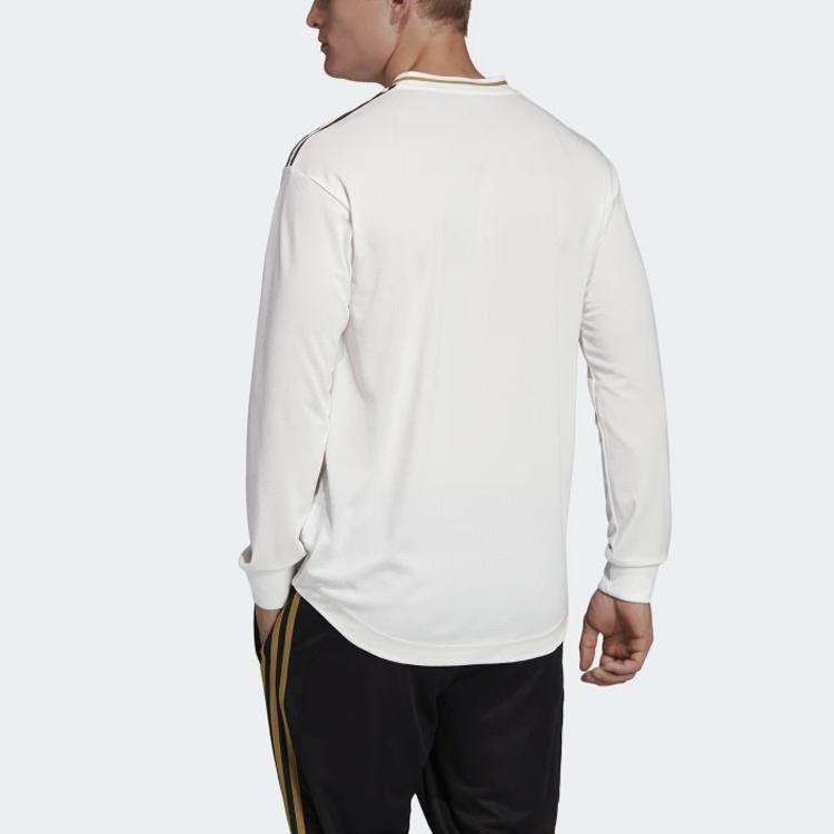 Adidas Реал Мадрид 2019-2020 сезон Player Edition с буквенным логотипом в полоску спортивный футбольный трикотаж с длинными рукавами мужские топы белые DW4437