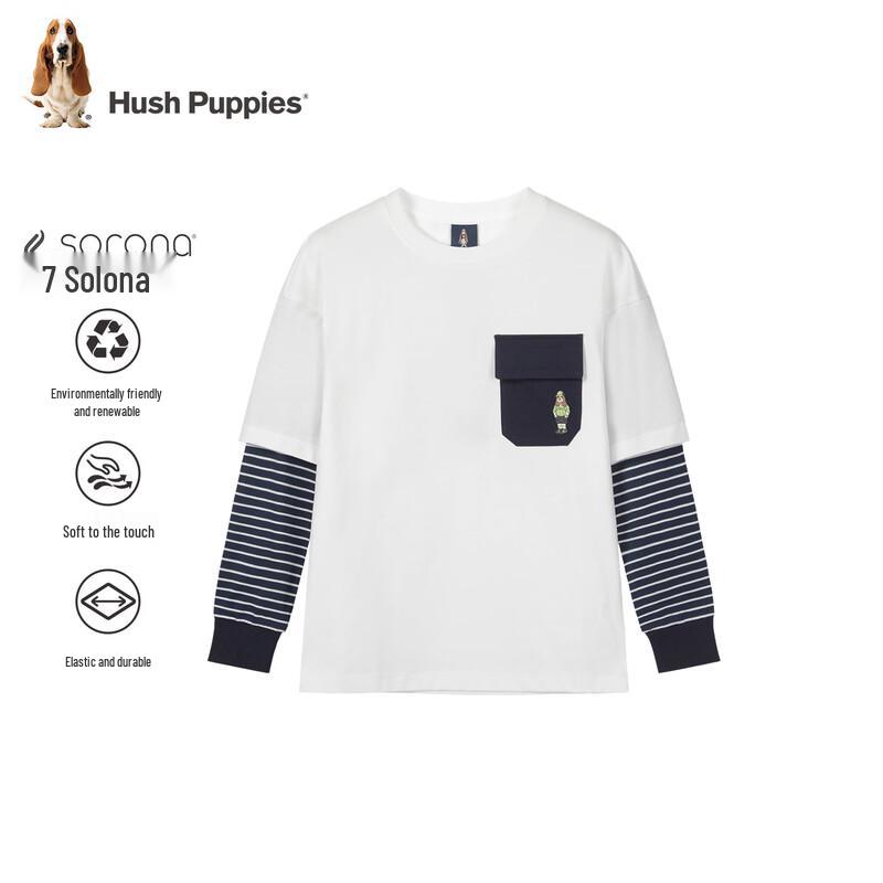 Мальчишеская футболка с длинным рукавом и круглым вырезом Hush Puppies, имитирующая двухслойность