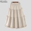 ZANZEA Женские летние юбки А-силуэта с эластичной резинкой на талии и завязывающимся узлом и оборками по подолу