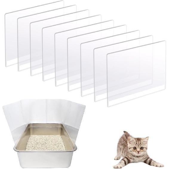 3PCS Cat Litter Box Pee Shields,Transparent Easy Clean Splash Guard for Open Top Litter Pan 14.5×11.5in- Litter Box Not Included(3PC)