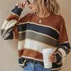 European and American Clothing Autumn and Winter New Round Neck Sweater Lazy Style Loose Classic Striped Top