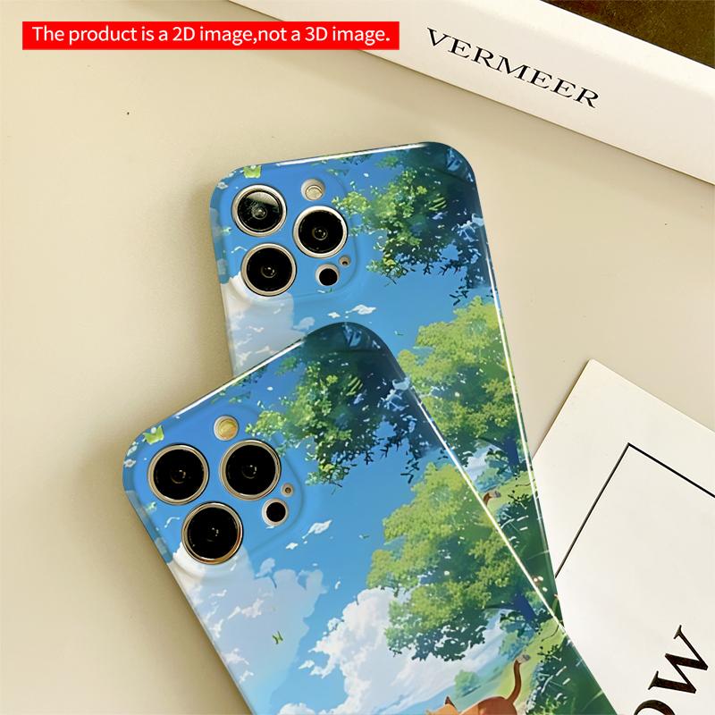 2DFlat Sunlit Cat by the Lake All inclusive film hard iPhone case, compatible with iPhone 18 Pro Max 17 16 15 14 13 12 11