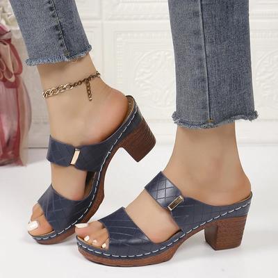 Распродажа модной женской обуви 2024 года, высококачественные женские тапочки с открытым носком, летние римские однотонные повседневные туфли на толстом каблуке больших размеров