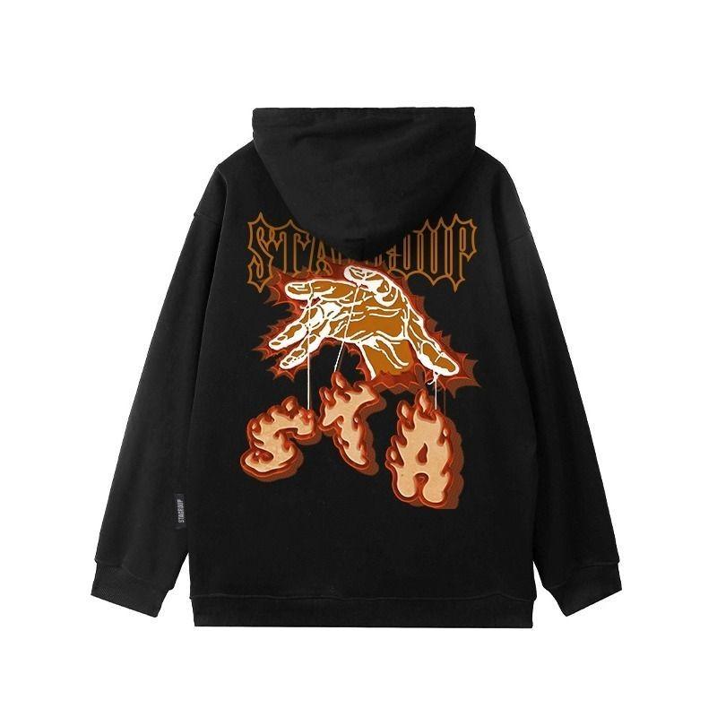 M-8XL Large Hoodie American Street Trendy Brand Flame Element Print Suitable For Men's And Women's Jackets
