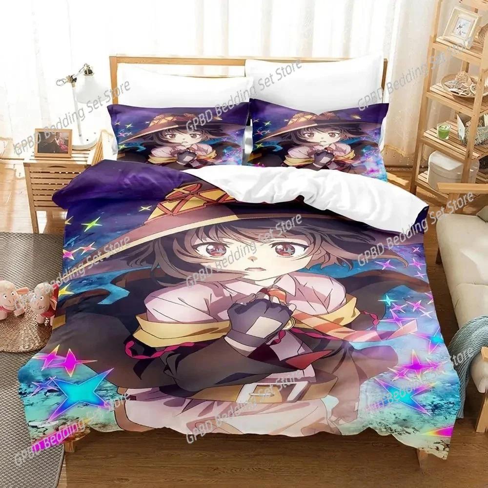 Аниме KonoSuba Комплект постельного белья для спальни Мягкие современные покрывала Удобные детские и взрослые мягкие пододеяльники Удобные чехлы для одеял и наволочки