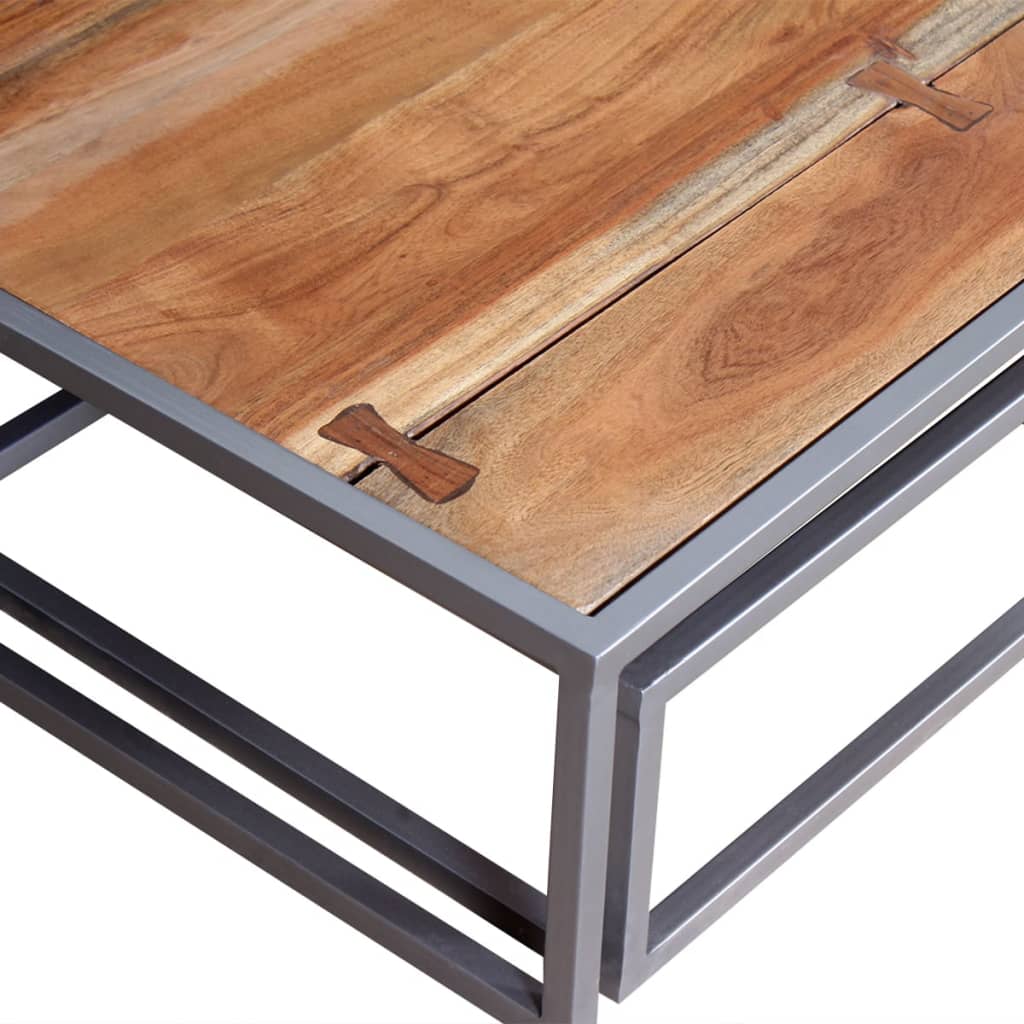 2 piece coffee table set solid acacia wood