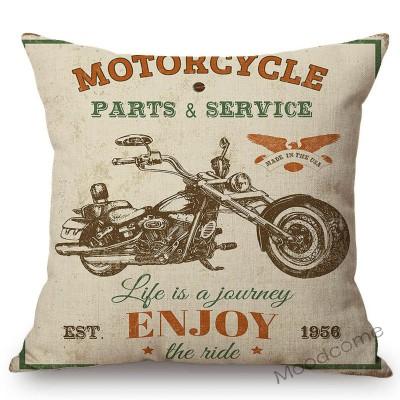 Vintage American Style Muscle Motorcycle Club Art Throw Pillow Case Retro Classic Motorbike Poster Art Linen Cushion Cover Case