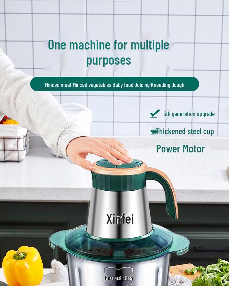 Многофункциональная электрическая мясорубка и измельчитель овощей с функцией замешивания теста, большая емкость