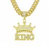 KING Letter Crown Cuban Chain Jewelry, Men's Street Cool Diamond Pendant European and American Hip Hop Necklace