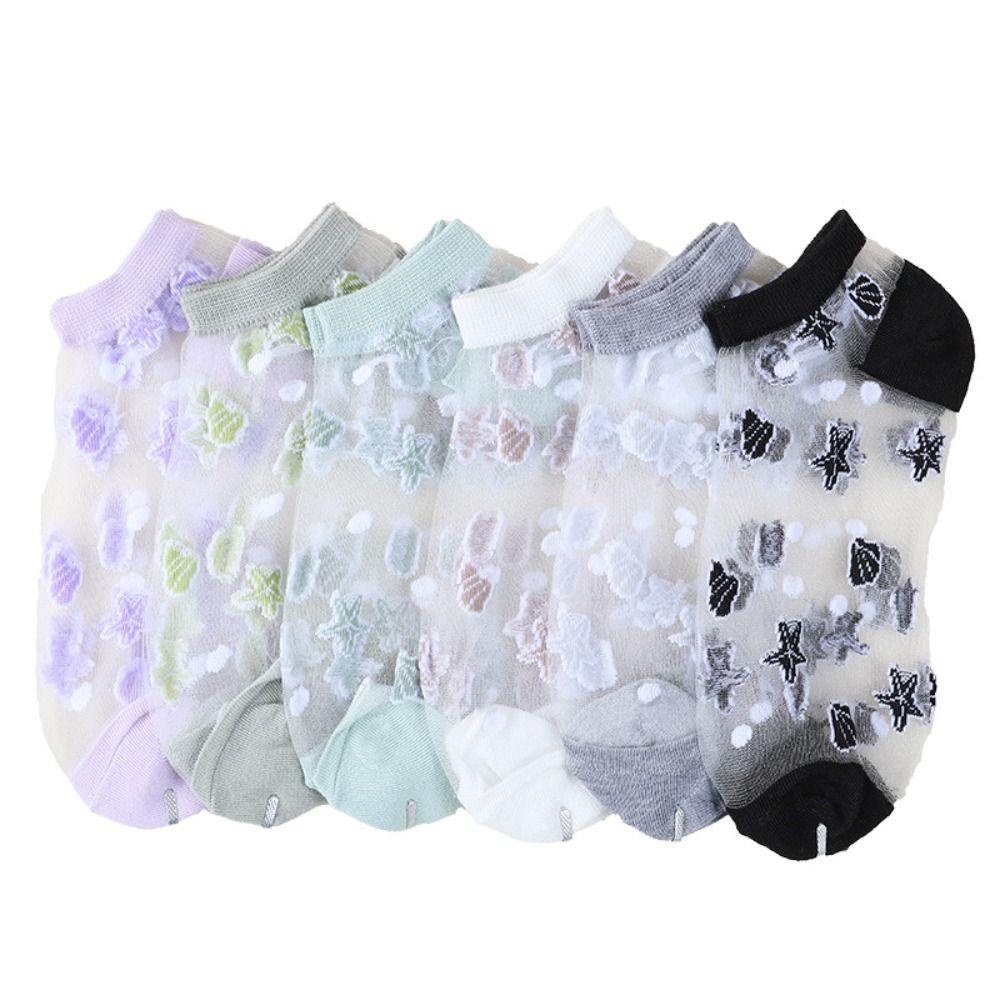 Transparent Crystal Glass Silk Socks Silk Short Socks Cute Lastic Socks