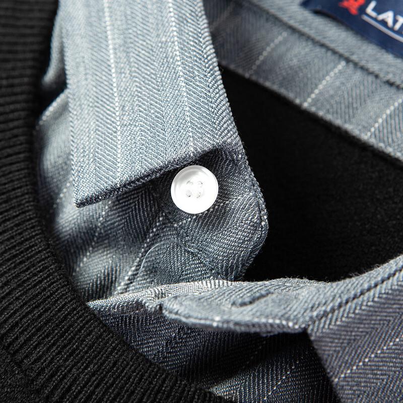 Мужской вязаный свитер MONTAGUT с вышивкой, полосатый лацкан, имитация двух частей