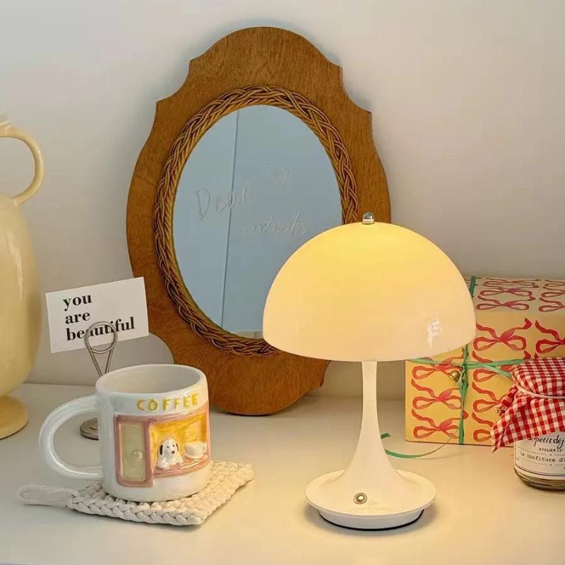 Светодиодные настольные лампы в форме гриба, перезаряжаемые через USB, с сенсорным диммированием, для дома, учебы, спальни, прикроватные, декоративные светодиодные настольные лампы в форме бутона цветка