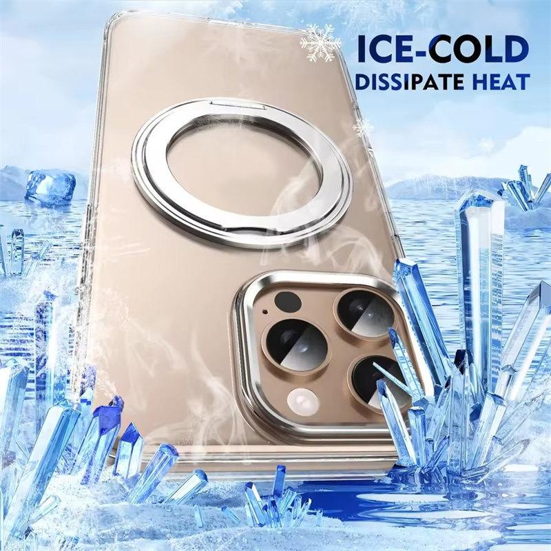 360° металлическое кольцо подставка прозрачный магнитный чехол для iPhone 16 15 14 13 12 15 Pro Max Plus магнитная беспроводная зарядка прозрачный чехол