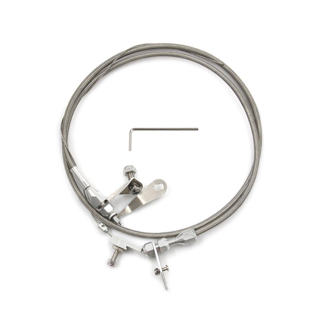 Transmission Kickdown Cable Kit, Stainless Braided Kick Down Cable Transmission Detent Replacement