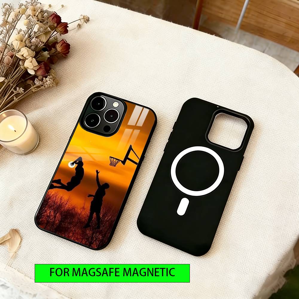 Sunset Basketball Phone Case For iPhone17,16,15,14,13,12,11 Plus,Pro Magnetic For Magsafe Wireless Charging