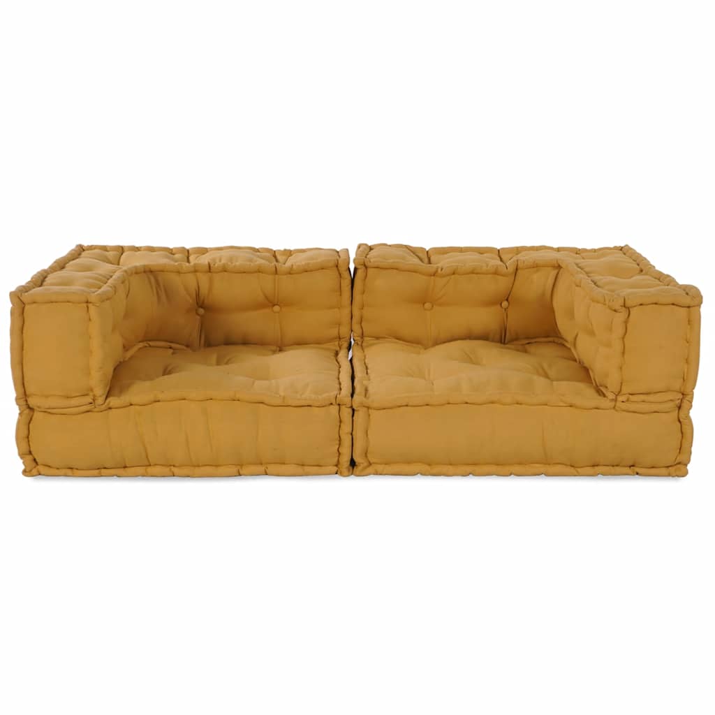 2 Seater Modular Sofa Yellow 140 x 70 x 36 cm Fabric