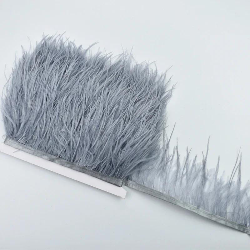 1M 5M 10Meter 8-10Cm Black Ostrich Feather Trims Natural White Ostrich Feather For Craft Ribbon Fringe For Skirt Party Clothing