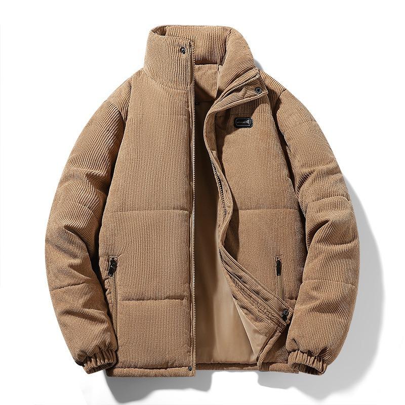 Текстурированная новая мужская вельветовая хлопковая куртка Business Casual Зимняя Утолщенная Свободная Повседневная Хлебная Хлопковая Куртка