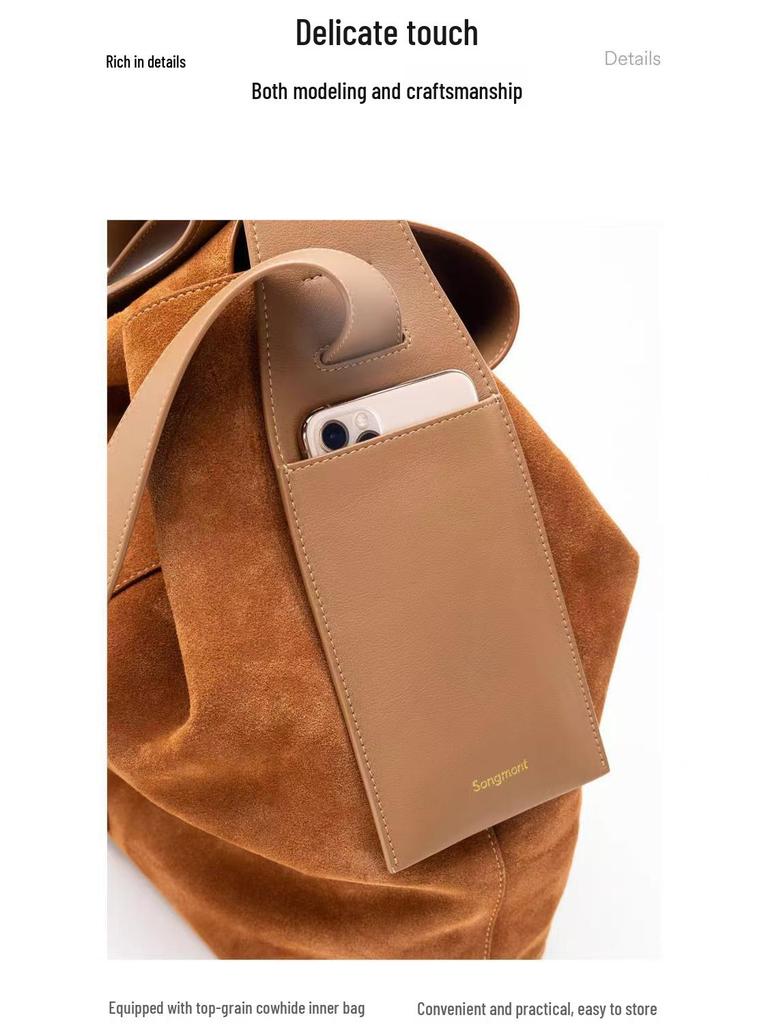 В наличии Сумка-тоут Songmont Yamashita из замши: Сумка большой вместимости, трансформер, на плечо/через плечо