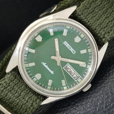 ЯПОНИЯ ВИНТАЖ SEIKO АВТОМАТИЧЕСКИЕ 6309A МУЖСКИЕ ЧАСЫ С ЗЕЛЕНЫМ ЦВЕТОМ ЦИФЕРБЛАТА a701522-5