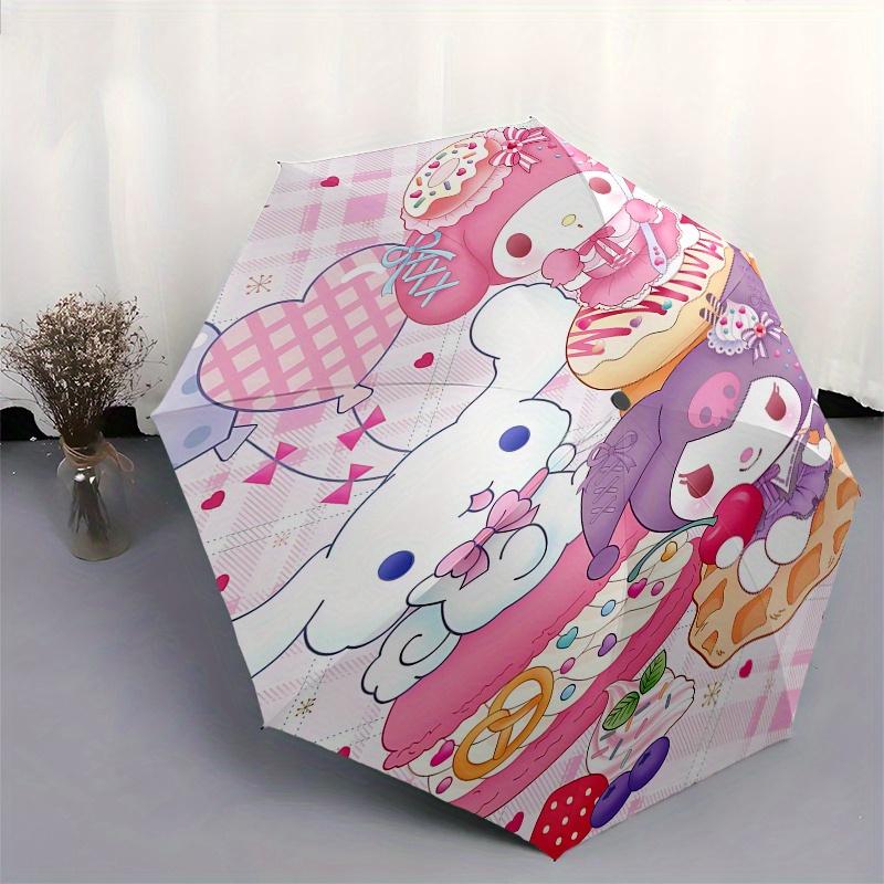 My Melody, Kuromi Automatic Opening and Closing Parasol Compact Travel Umbrella with 8 Ribs for Women and Men Ideal Birthday/Christmas Gift,