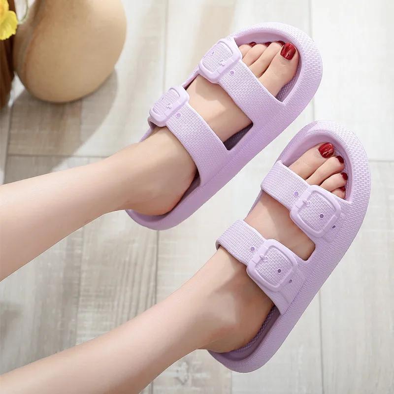 Fashion Rimocy 2025 Fashion Summer Slippers Women Indoor EVA Soft Sole Slides Women's Sandals Buckle Platform Flip Flops Shoes Woman 45